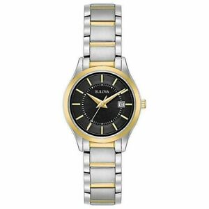 【送料無料】腕時計　ブローバツートーンウォッチボックスペーパーズbulova 98m127 womens two tone date watch box amp; papers