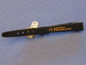 【送料無料】腕時計　ブレスレットドモントルクワールヴェリヴァブルノワールミリヌフbracelet de montre cuir veritable noir 10 mm neuf hirsch