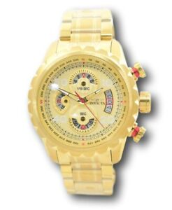 【送料無料】腕時計　インビクタアビエイターフライトメンズミリメートルゴールドステンレスクロノグラフウォッチinvicta aviator flight mens 48mm gold stainless steel chronograph watch 28161