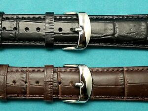 【送料無料】腕時計 クロコエンボスレザーウォッチストラップシルバートーンバックル