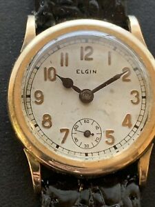 【送料無料】腕時計　ヴィンテージメンズアーリーエルギンレアゴールドトーンケースランニングvintage mens early elgin wrist watch rare gold tone case running