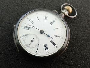 【送料無料】腕時計　ビンテージスイスヨーロッパピンセットポケットウォッチシルバーケースランニング