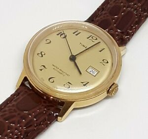 腕時計　タイムスヴィンテージメンズマーリンレザーtimex vintage 1974 mens marlin viscount automatic self wind watch leather clean