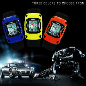 【送料無料】腕時計　キッズボーイズデジタルkids boys cartoon car shaped multifunction waterproof digital wrist watch gift