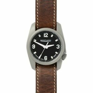 【送料無料】腕時計　ベルトゥッチメンズチタンブラックナットブラウンレザー