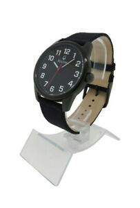 【送料無料】腕時計　ブローバメンズラウンドブラックアナログナイロンレザーウォッチ