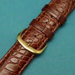 【送料無料】腕時計　カーフキンライトブラウンクロコウォッチストラップゴールドバックルフィット