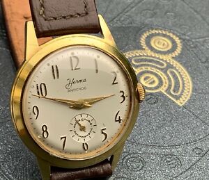 【送料無料】腕時計　ヴィンテージオロロギメッキプラッカートオロherma vintage orologio wristwatch ..