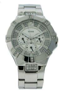 【送料無料】腕時計 スチールラウンドデークリアストーンズアナログウォッチguess steel w12080l1 womens round day date clear stones analog watch