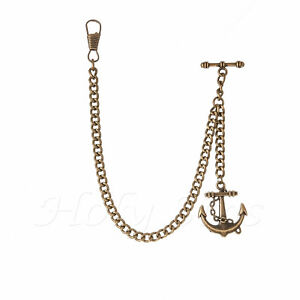 【送料無料】腕時計　アンカーペンダントブランドブロンズシングルアルバートポケットウォッチフォブチェーン