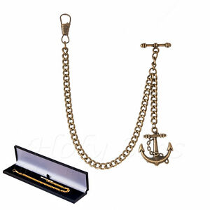 【送料無料】腕時計　アンカーペンダントブランドブロンズシングルアルバートポケットウォッチフォブチェーン