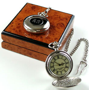 【送料無料】腕時計 パーソナライズモノグラムシルバーメッキポケットウォッチカスタムイニシャル