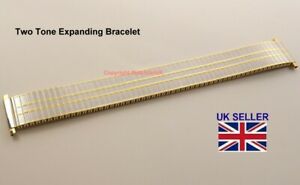 【送料無料】腕時計　メタルブレスレットトーンゴールドシルバーexpanding metal watch bracelet two tone gold silver 14mm 18mm(2)