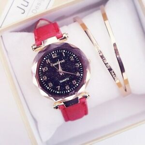 【送料無料】腕時計　ファッションレディースブレスレットウォッチカジュアルレザークォーツfashion women watches starry sky ladies bracelet watch casual leather quartz hokushinco-11324956 hokushin サンプル画像3