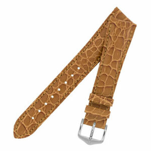 【送料無料】腕時計 ヒルシュクロコエンボスカーフレザーウォッチストラップバックルゴールドブラウン