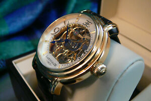 【送料無料】腕時計 アーンショーメンズセミスケルトンウォッチレザーストラップearnshaw mens automatic semi skeletel watch leather strap 8011