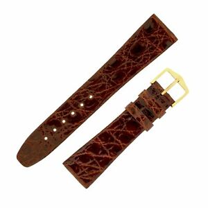 【送料無料】腕時計　ディアプレステージクロコダイルレザーシンウォッチストラップゴールドブラウンhirsch prestige shiny genuine crocodile leather thin watch strap in gold brown