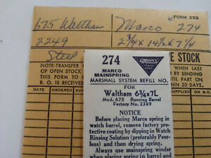 【送料無料】腕時計　ヴィンテージウォルサムモデルメインスプリングパートvintage nos waltham model 675 wrist watch mainspring, part 2249