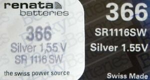 ̵ӻסʡ󥰥륦åХåƥ꡼ʡrenata single watch battery swiss made renata 366 or sr1116sw 15v fast shipping