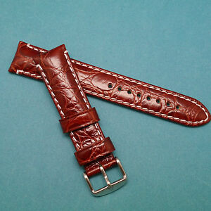 【送料無料】腕時計　イタリアクロコダイルストラップitalian genuine leather crocodile grain watch strap for most watches 2022mm