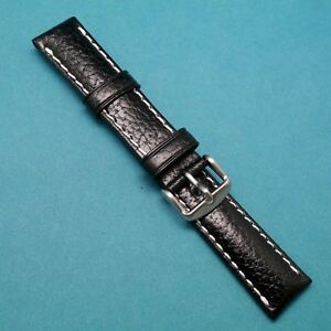 【送料無料】腕時計　イタリアクラシックオリイストラップ20mm italian classic oliy leather watch strap blkwht waterresistant fits any