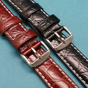 【送料無料】腕時計　イタリアクロコダイルストラップitalian genuine leather crocodile grain watch strap for most watches 2022mm