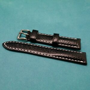 【送料無料】腕時計　イタリアクラシックオリイストラップ20mm italian classic oliy leather watch strap blkwht waterresistant fits any