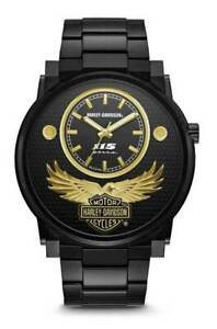 【送料無料】腕時計　ハーレーダビッドソンメンズブラックウォッチ