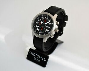 【送料無料】腕時計　チョトヴェッリイタリアアビエーターウォッチクロノグラフブラックレザーメンズ