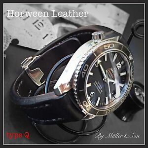 【送料無料】腕時計　ミュラーソンホーウィーンレザーウォッチストラップブラックカスタムメイドタイプ