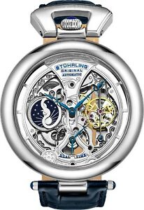 腕時計　ミリメートルメンズスケルトンデュアルタイムウォッチstuhrling emperor’s grandeur 3919 automatic 49mm mens skeleton dual time watch