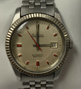 【送料無料】腕時計 ヴィンテージメンズブローバホワイトゴールドベゼルウォッチvintage mens bulova oceanographer automatic red 10k white gold bezel watch