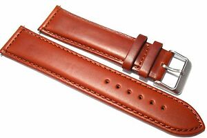 【送料無料】腕時計　タンスムースサタンマットカーフレザーボックスステッチストラップxxlong tan smooth satin matt calf leather box stitched strap 20, 22 and 24mm