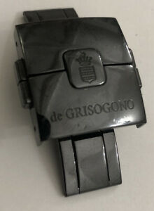 【送料無料】腕時計　バックルフォールディングクラスプグロスブラックスチールウォッチストラップ