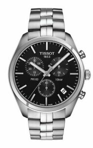 【送料無料】腕時計　ティソットメンズシルバーブラックスイスクロノグラフウォッチ