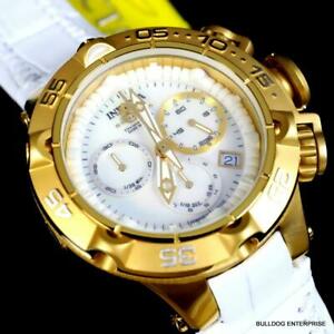 腕時計　レディズインビクタスバクアノマスイスメイドクロノゴールドメッキホワイトレザーladys invicta subaqua noma v swiss made chrono gold plated white mop leather