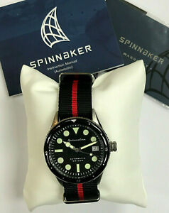 【送料無料】腕時計　スピネーカーケイヒルブラックレッドストラップメンズウォッチ
