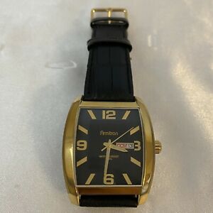【送料無料】腕時計　アーミトロンメンズゴールドブラックステンレススチール
