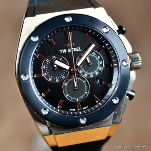 【送料無料】腕時計　スチールゴムメッキクロノグラフクォーツtw steel ce4048 limited edition 44mm rubber steel gold plated chronograph quartz