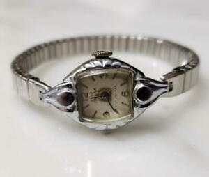 【送料無料】腕時計　ヴィンテージエルギンデラックスマニュアルシルバートーンvintage elgin deluxe manual silver tone womens wristwatch ~17 j ~ 7i1063