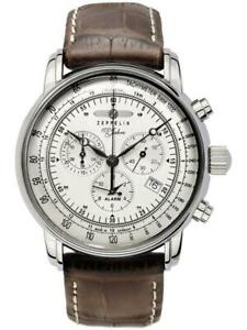 【送料無料】腕時計　ツェッペリンメンズウォッチクロノグラフシルバーブラウンzeppelin 100 jahre herrenuhr chronograph silber braun 76801