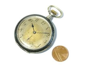 【送料無料】腕時計　アンティークスイスニーロパターンシルバーポケットウォッチイニシャル