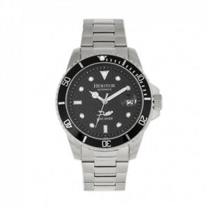 腕時計　ヘリタールキウスメンズプロダイバーシルバーブレスレットウォッチheritor automatic lucius mens pro diver silver bracelet watch w date hr7802