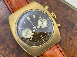 腕時計　ハンサムヴィンテージオルフィーナヴァルジュークロノグラフゴールドメッキウォッチサービスhandsome vintage orfina valjoux 7733 chronograph gold plated watch serviced