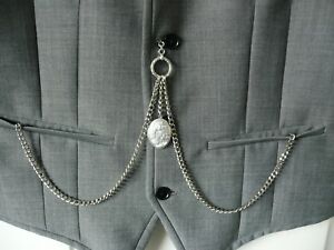 【送料無料】腕時計　ダブルアルバートシルバーメッキポケットウォッチチェーンバーロケット