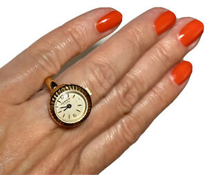 【送料無料】腕時計　レアハーミンイエローゴールドレディースヴィンテージレトロリングウォッチクォーツサイズrare hermin 18k yellow gold ladies vintage retro ring watch quartz size 825