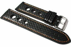 【送料無料】腕時計 ブラックラリーカーボンファイバーレザーウォッチストラップオレンジステッチ 【送料無料】腕時計 ブラックラリーカーボンファイバーレザーウォッチストラップオレンジステッチ