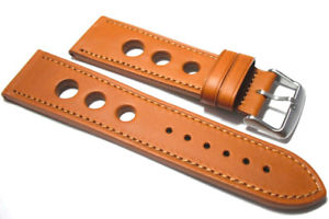【送料無料】腕時計　タンレザーラリーウォッチストラップタンステッチtan leather rally watch strap with tan stitch high quality 20, 22 and 24mm
