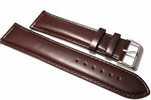 【送料無料】腕時計　ブラウンスムースサタンマットカーフレザーボックスステッチストラップxxlong brown smooth satin matt calf leather box stitched strap 20, 22 and 24mm