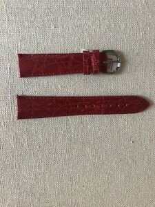 【送料無料】腕時計　クロコダイルストラップレッドcrocodile strap 19mm red